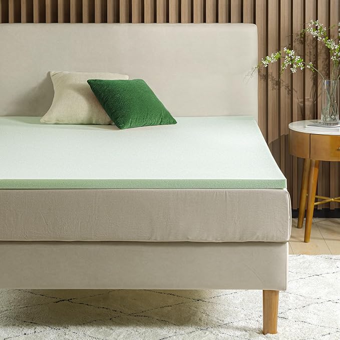 ZINUS 2 Inch Green Tea Memory Foam Mattress Topper, Smaller, More Convenient WonderBox Packaging, Pressure-Relieving Layers, CertiPUR-US Certified, Full