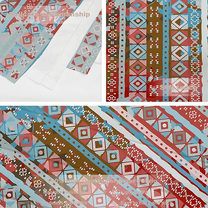 Batmerry Blue Grey Boho Garbage Tapestry, Red Wall Art Hanging Decoration Polyester Fiber White Ruffled Around for Dorm Room Bedroom Living Room, 59.1x82.7 inches