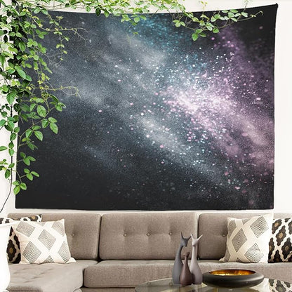 Batmerry Cosmic Dust Starry Expanse Tapestry, Nebula Like Dark Cosmos Wall Art Hanging Decoration Polyester Fiber White Ruffled Around for Dorm Room Bedroom Living Room, 51.2x59.1 inches