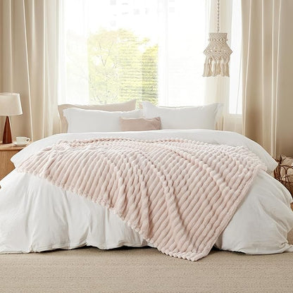 Bedsure GentleSoft Pink Throw Blanket for Couch - Cozy Soft Blankets for Women, Cute Small Fleece Throws for Girls, Pink Halloween Christmas Decor Gifts for Home Room, Crystal Pink, 50x60 Inches
