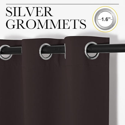 NICETOWN Blackout Thick Window Curtains - Thermal Insulated Grommet Drape Panels for Bedroom and Living Room (Brown, Set of 2, W42 x L95)