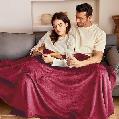 Exclusivo Mezcla Fleece Blanket Twin Size for Bed, Super Soft and Warm, All Season Use, Cozy, Plush, Lightweight, 60x80 Inches Deep Red