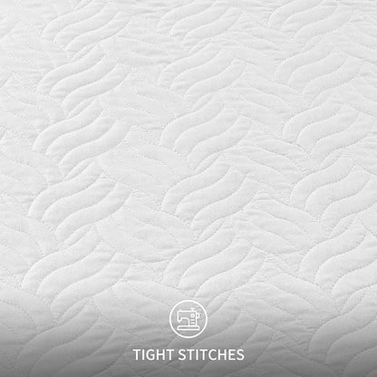 Love's cabin Twin Quilt Set White Bedspreads - Soft Bed Summer Lightweight Bedspread Comforter - Modern Style Wave Pattern Coverlet for All Season - 2 Pieces (1 Quilt, 1 Pillow Sham)