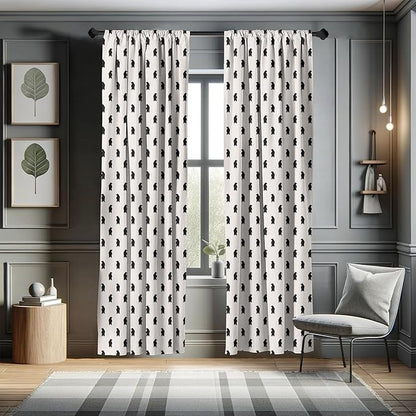 Ambesonne Animal Curtains, Bear Silhouettes on Cream Background Abstract Simplistic Style Pattern Print, Window Treatments 2 Panel Set for Living Room Bedroom, Pair of - 28" x 95", Cream Black