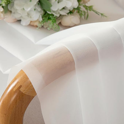 Aiyufeng 2 Pack: Basic Ivory Sheer Curtain Drapes for Living Room 84 Inch Length 2 Panels, Light Filtering Voile Drapes for Bedroom, Patio, Sliding Door, Each 59" W x 84" L, Ivory