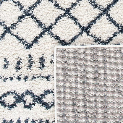 SAFAVIEH Arizona Shag Collection Area Rug - 10' x 14', Ivory & Slate, Moroccan Design, Non-Shedding, 1.6-inch Thick, Ideal for High Traffic Areas in Living Room, Bedroom (ASG741M-10)