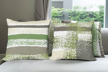 Ambesonne Grunge Throw Pillow Cushion Case Pack of 4, Abstract Design Simplistic Minimal Stripes Brushstrokes Contemporary, Modern Accent Double-Sided Digital Printing, 20", Slate Brown and Green