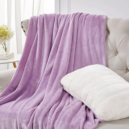 Walensee Fleece Blanket Plush Throw Fuzzy Lightweight (Queen Size 90x90 Lilac) Super Soft Microfiber Flannel Blankets for Couch, Bed, Sofa Ultra Luxurious Warm and Cozy for All Seasons