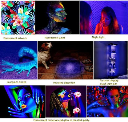 Black Light Bar 10W 1ft LED Blacklight for Fluorescent Tapestry Poster Body Paint Glow Party UV Strip Lights for Cabinet and Display Magnetic THLITURE 2 Pack
