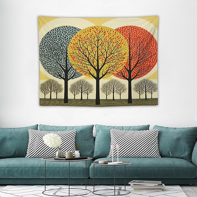 MaSiledy Wall Tapestries Shabby Chic Trees Tapestry Fall Autumn Tree Tapestries for Bedroom Aesthetic Wall Art for Living Room Dorm 30"x40" Bedroom Xmas Tapestry for Bedroom Christmas Backdrop
