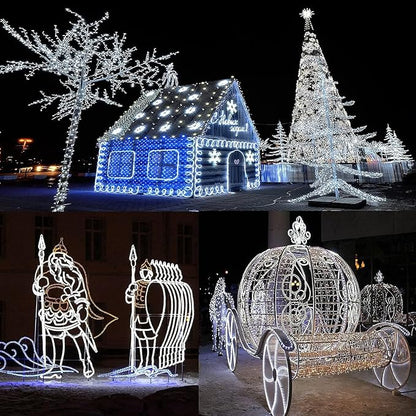 SURNIE Rope Lights Outdoor Waterproof Daylight White: LED 10FT Cuttable Outside Bright 110V Lighting 6000K Flexible Cool Clear Tube, Indoor Deck Patio Xmas Camping Decor, Not Flat Strip
