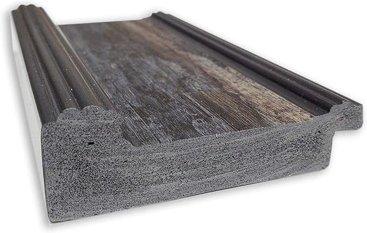 Amanti Art Brown Bathroom Mirror for Over Sink, 26x26 Rail Rustic Char Square Vanity Mirror, Medium Country Rustic Frame, Hangs Horizonally and Vertically, Bathroom Wall Decor, Beveled Edge
