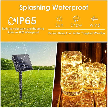 (Warm White ⇋ Cool White) Solar Christmas String Lights Outdoor, 2-Pack Total 80FT 200 LED Solar Twinkle Lights, Waterproof Copper Wire 8 Modes Solar Fairy Lights for Garden Tree Christmas Party Decor