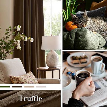 Lazzzy Velvet Blackout Curtains Thermal Insulated Room Window Drapes Super Soft Luxury Curtains for Living Room Bedroom Rod Pocket 2 Panels, Truffle, 52" W x 72" L