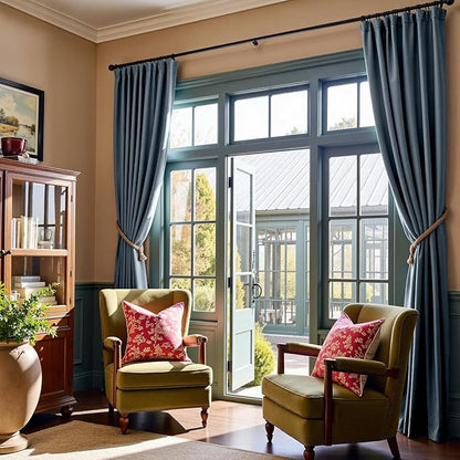 Lazzzy Velvet Blackout Curtains Thermal Insulated Room Window Drapes Super Soft Luxury Curtains for Living Room Bedroom Rod Pocket 2 Panels, Dark Slate, 62" W x 96" L