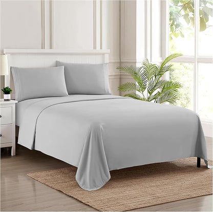 California King Sheet Sets - Breathable Luxury Sheets with Full Elastic & Secure Corner Straps Built In - 1800 Supreme Collection Cal King Deep Pocket Bedding Set, Sheet Set, California King, Silver