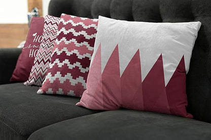Ambesonne Modern Throw Pillow Cushion Case Pack of 4, Geometric Style Pattern of Triangles Zigzags Love Home Phrase Print, Modern Accent Double-Sided Digital Printing, 20", Raspberry Rose and White