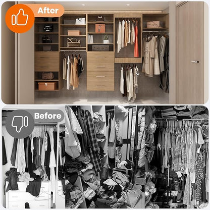 ROOMTEC 25.5" 2 Drawer Short Tower Closet Unit, Modular Closet System with Drawers and Shelf, Wardrobe Organizer for Bedroom or Walk-in Closet, Wall Mounted, Customizable Clothes Storage Unit, Wood