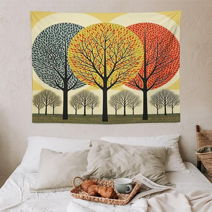 MaSiledy Wall Tapestries Shabby Chic Trees Tapestry Fall Autumn Tree Tapestries for Bedroom Aesthetic Wall Art for Living Room Dorm 30"x40" Bedroom Xmas Tapestry for Bedroom Christmas Backdrop