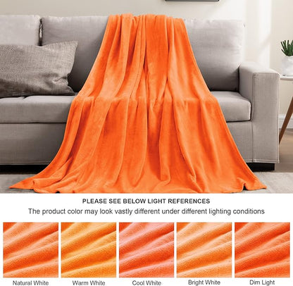 BEDELITE Orange Throw Blanket for Couch & Bed, Luxury Plush Cozy Fleece Blanket 50" x 60", Soft Lightweight Fall Throw Blanket for Home Furnishing