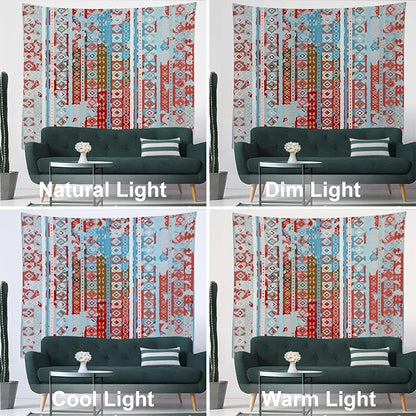 Batmerry Boho Tribal Tapestry, Aztec Ethnic Tribal Colorful Boho Abstract Distress Watercolor Wall Hanging Polyester Fiber White Ruffled Around For Dorm Room Bedroom Living Room, 90.6 X 78.7 Inches