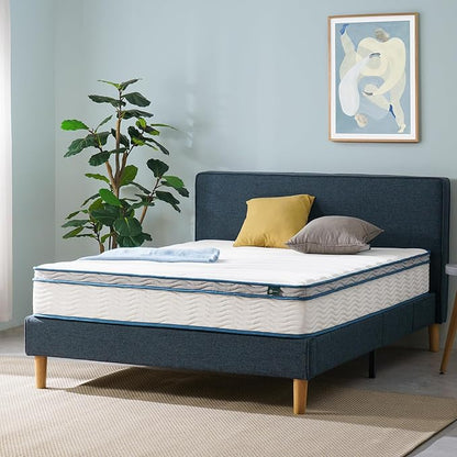 ZINUS 10 Inch Spring Sensation Hybrid Mattress [New Version], Twin, Fiberglass Free, Medium Firmness, Durable Support, Certified Safe Foams & Fabric, Mattress in A Box