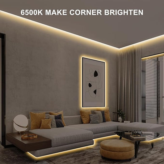 16.4ft COB Led Strip Light with Remote, 2700K Dimmable Bright Warm White Led COB Strip Light, White Led Strip Light for Mirror, Stair, Cabinet, Room