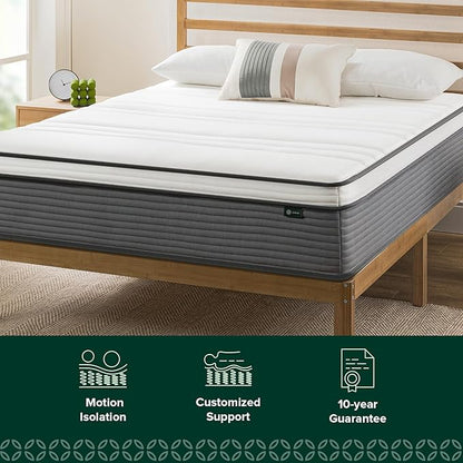 ZINUS 12 Inch True Support Hybrid Mattress [New Version], Full, Fiberglass Free, Medium Feel, Motion Isolation, Certified Safe Foams & Fabric, Mattress in A Box