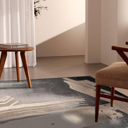 RUG BRANCH New Zealand Plush 8' x 11' (7'8" X 10'9") Modern Indoor Area Rug, Contemporary, Grey Brown - Living Room, Bedroom, Dining Room, and Kitchen