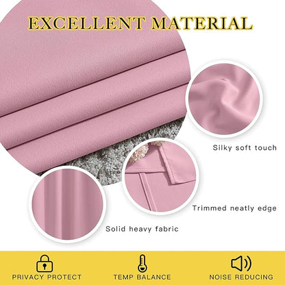NICETOWN Blackout Crystal Pink Curtains 84 inches Long, Grommet Room Darkening Thermal Insulated Sound Dampening Window Treatments for Bedroom/Home Office, 2 Panels, W46 x L84