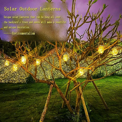 Cooo 6 Pack Solar Lanterns Outdoor Waterproof Upgraded Crystal Glass Solar Mason Jar Lights 30 LED 215% Larger SolarPanel, Anti-Rust Lid Hanging Outdoor Lanterns for Patio Garden Porch