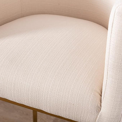 Modern Counter Height Linen Upholstered Bar Stool, 32" Kitchen Counter Island Stool Bar Chairs with Gold Metal Frame for Kitchen Island, Cream