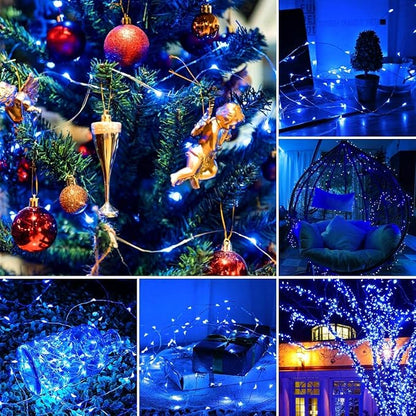 Sanniu Led Fairy Lights Battery Operated, 2 Packs Mini Battery Powered Copper Wire Starry String Lights for Christmas, Parties, Wedding, Bedroom, Patio, Indoor, Home Decoration (5m/16ft Blue)