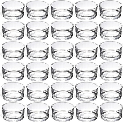 GOLDEAL 60-Pcs Tealight Candle Holders,Small Clear Glass,Tealight Holders Bulk Use for Weddings Parties Dinner,for 1.5" Tealight. Candle Mould