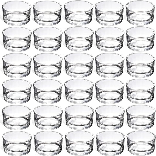 GOLDEAL 60-Pcs Tealight Candle Holders,Small Clear Glass,Tealight Holders Bulk Use for Weddings Parties Dinner,for 1.5" Tealight. Candle Mould