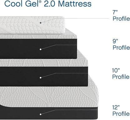 Cool Gel Chill 14 Inch Medium Firm Memory Foam Mattress Full Size, with 2 Bonus Cool Gel Memory Foam Bed Pillows, 14" with Pressure Relief, CertiPUR-US Certified, Cooling Full Mattress in a Box