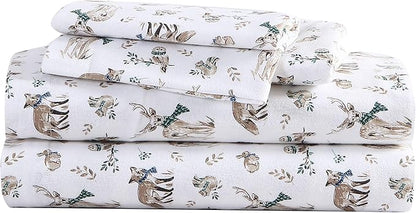 Eddie Bauer - Full Sheets, Cotton Flannel Bedding Set, Brushed For Extra Softness, Cozy Home Decor (Woodland Friends, Full)