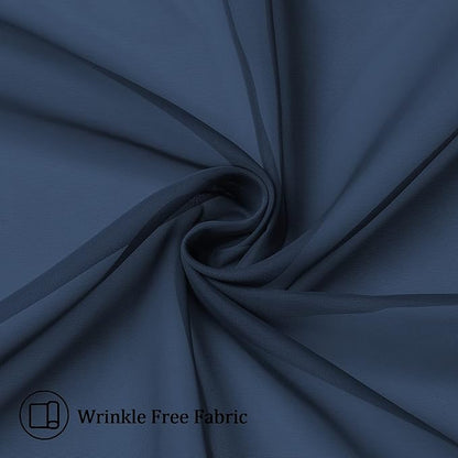 Aiyufeng Navy Blue Sheer Curtains 45 inch Length 2 Panels Set for Farmhouse Kitchen Room, Elegant Light Filtering Voile Window Treatments, Each is 40W x 45L Inches