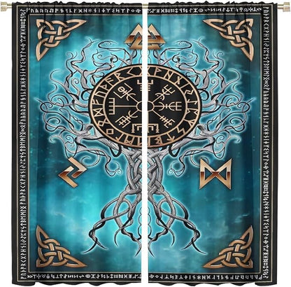 Viking Curtains Viking Totem Curtains Ancient Scandinavian Bedroom Living Room Decoration 2 Panel Groups W42 * L45 Inch