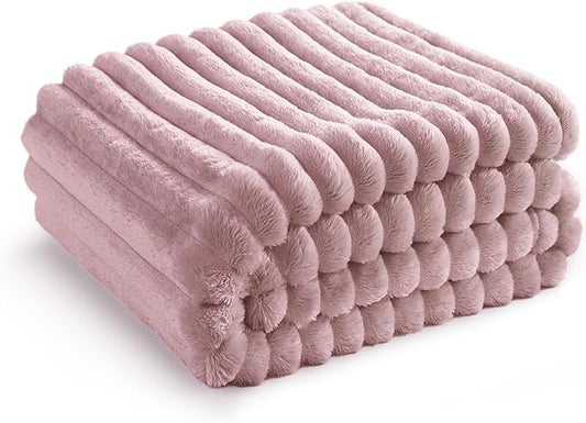 Bedsure GentleSoft Pink Fleece Blanket for Couch - Cozy Soft Blankets for Women, Cute Small Throws for Girls, Pink Decor Gifts for Home Room Office, 50x60 Inches