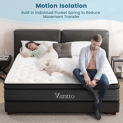 Twin Size Mattresses, 10 Inch Hybrid Memory Foam Individual Pocket Springs Twin Bed Mattress in a Box with Pressure Relief, Motion Isolation, CertiPUR-US, 100 Nights Trial