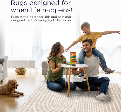 Abani Area Rug for Living Room -Nuevo 8' x 10' Beige Arch Pattern Area Rug, Soft and Durable Living Room Rug, Stain and Fade Resistant, Chic Modern Design, Pet & Kid Friendly