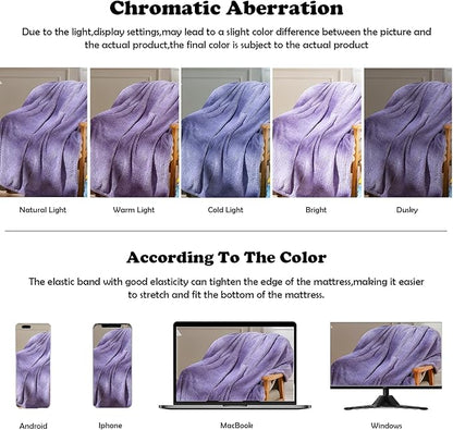 NEWCOSPLAY Super Soft King Blanket Lavender Premium Silky Flannel Fleece Leaves Pattern Lightweight Bed Blanket All Season Use (Lavender, King(90"x110"))