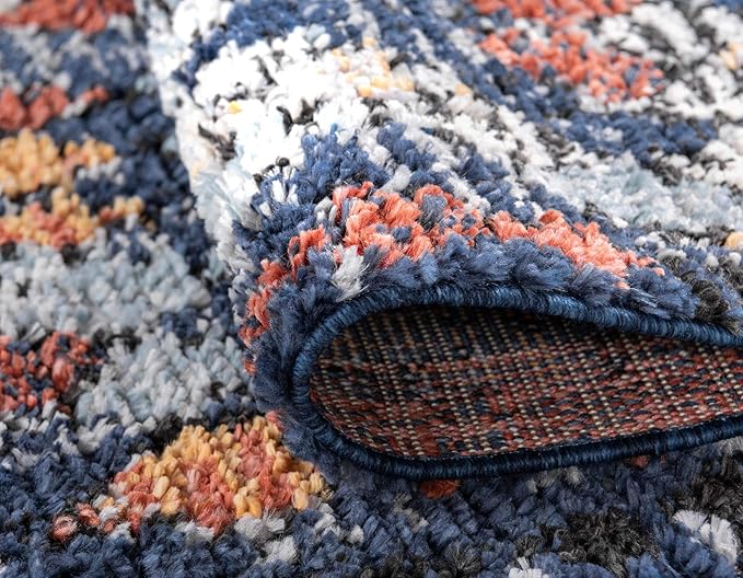 Rugs.com Morocco Collection Rug – 5' x 8' Navy Blue High-Pile Rug Perfect for Living Rooms, Large Dining Rooms, Open Floorplans
