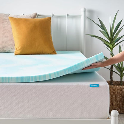 Linenspa 2 Inch Gel Swirl Memory Foam Mattress Topper – Cooling Gel Infused – Pressure Relieving Bed Topper - Mattress Pad – CertiPUR Certified - Queen Size