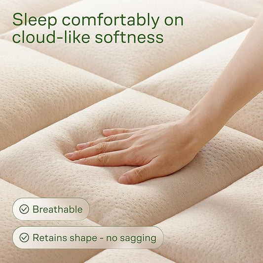 Ultra Soft Twin XL Size Mattress Topper - Viscose Made from Bamboo Pillow Top Mattress Pad for Back Pain Relief - Naturally Cooling for Hot Sleepers, Beige