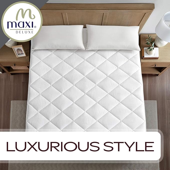 MAXI Cot Size (33 X 75) Mattress Pad - Luxurious Cotton Sateen Mattress Protector - Soft, Comfortable, & Breatheable Mattress Cover - Mattress Pad Protects Mattress from Dust, Dirt, Spills, & Stains