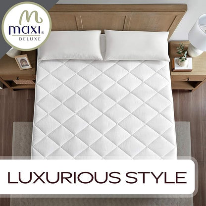 MAXI Cot Size (33 X 75) Mattress Pad - Luxurious Cotton Sateen Mattress Protector - Soft, Comfortable, & Breatheable Mattress Cover - Mattress Pad Protects Mattress from Dust, Dirt, Spills, & Stains