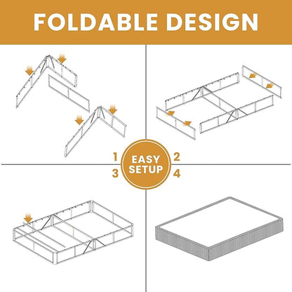MAF 5 Inch Twin Box Spring, Low Profile Box Spring Twin Size 3500 lbs Black Heavy Duty Metal Mattress Foundation with BoxSpring Cover, No Squeaky, Easy Assembly