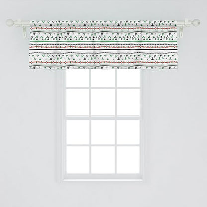 Ambesonne Tribal Window Valance, Style Traditional Aztec Pattern Old Fashioned Hippie Boho Influences, Curtain Valance for Kitchen Bedroom Decor with Rod Pocket, 42" x 18", Sea Green